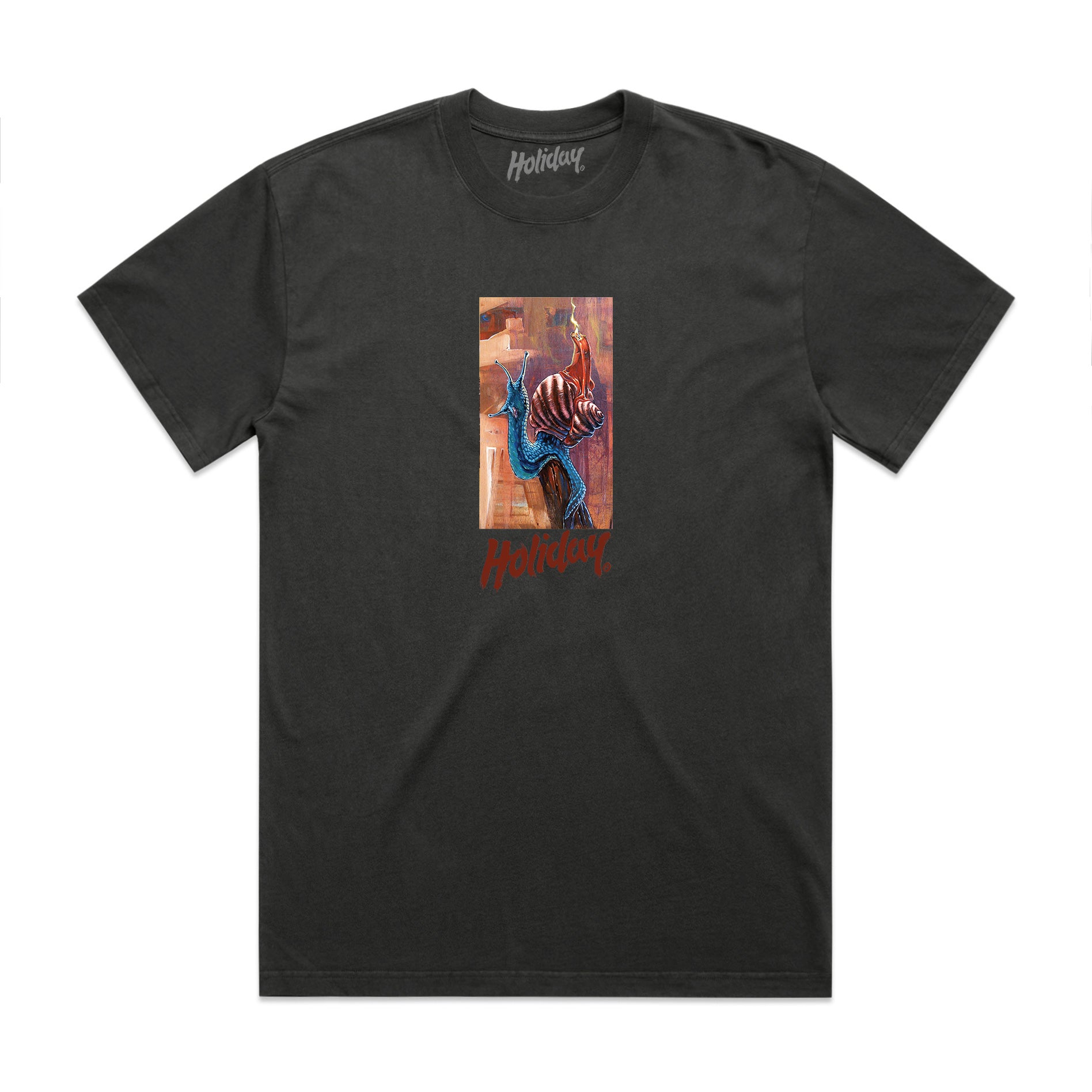 HOLIDAY SKATEBOARDS - Gimiks Born Artist Series Snail T-Shirt (FADED COAL)