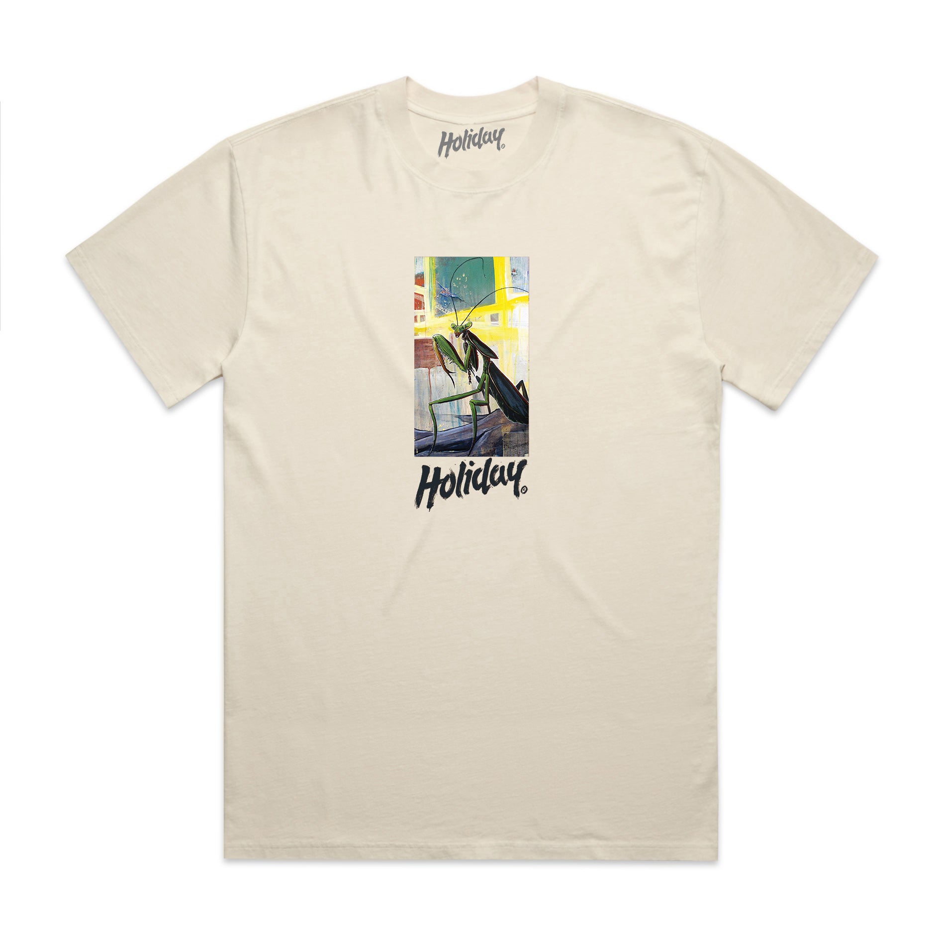 HOLIDAY SKATEBOARDS - Gimiks Born Artist Series Mantis T-Shirt (FADED ECRU)