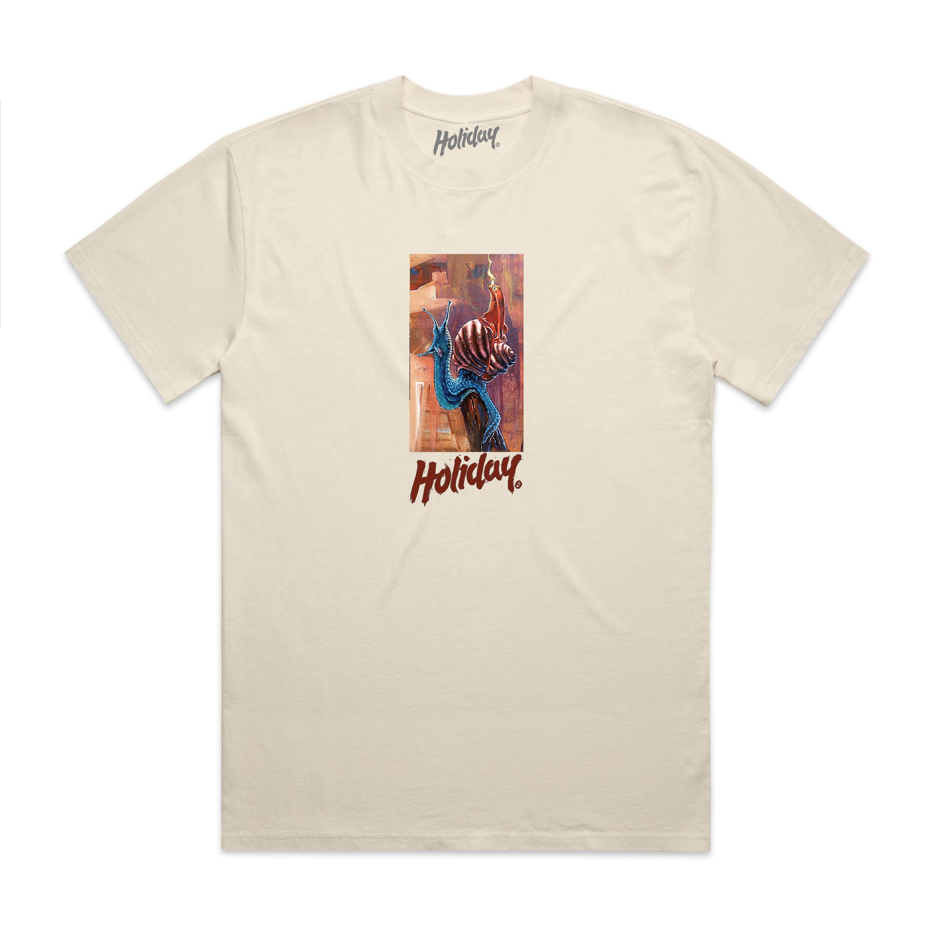 HOLIDAY SKATEBOARDS - Gimiks Born Artist Series Snail T-Shirt (FADED ECRU)