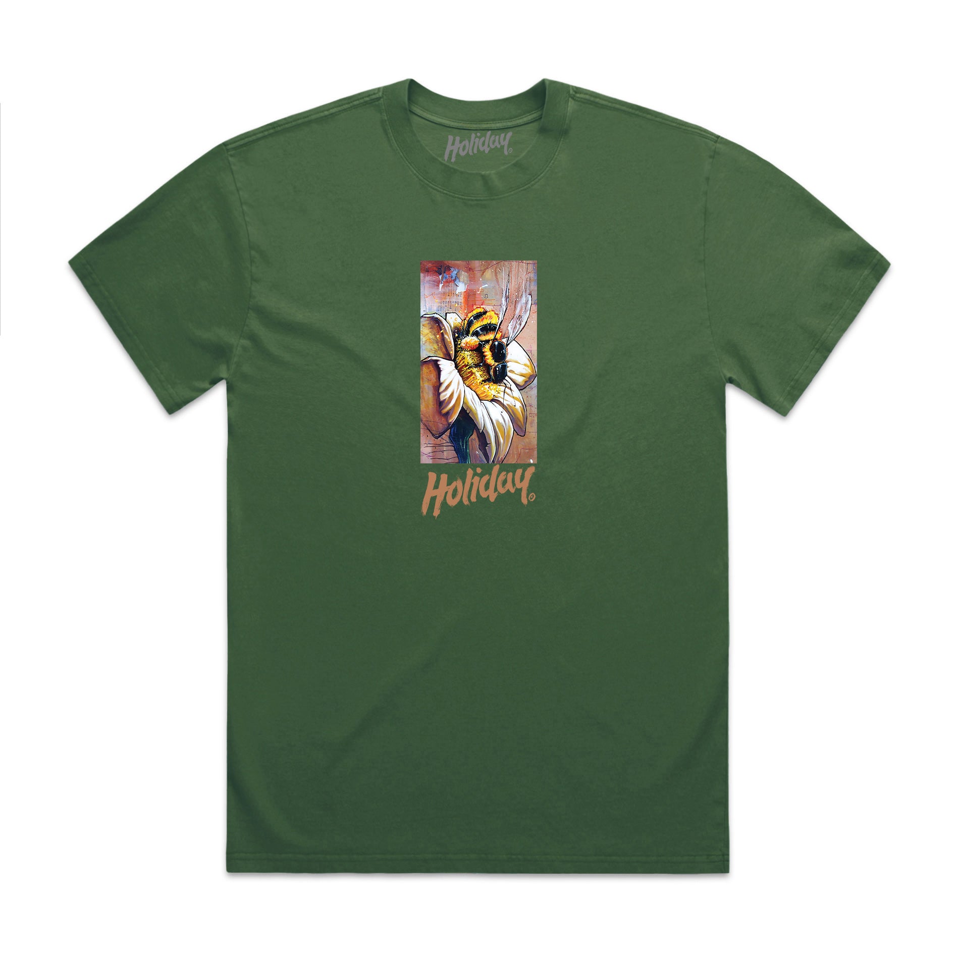 HOLIDAY SKATEBOARDS - Gimiks Born Artist Series Bee T-Shirt (FADED FOREST)