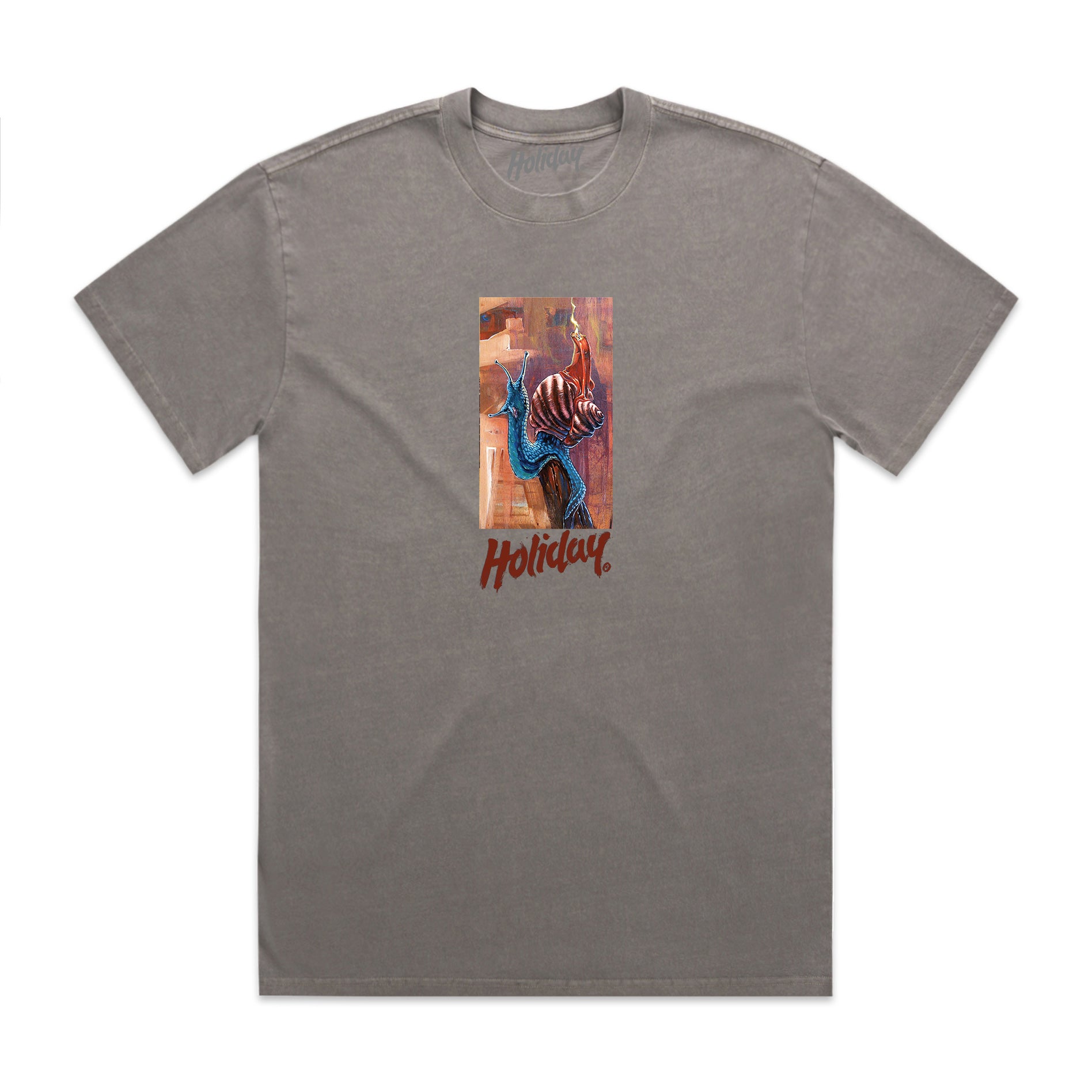 HOLIDAY SKATEBOARDS - Gimiks Born Artist Series Snail T-Shirt (FADED GREY)